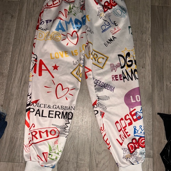 White Multicolor Graphic Joggers - Picture 1 of 5